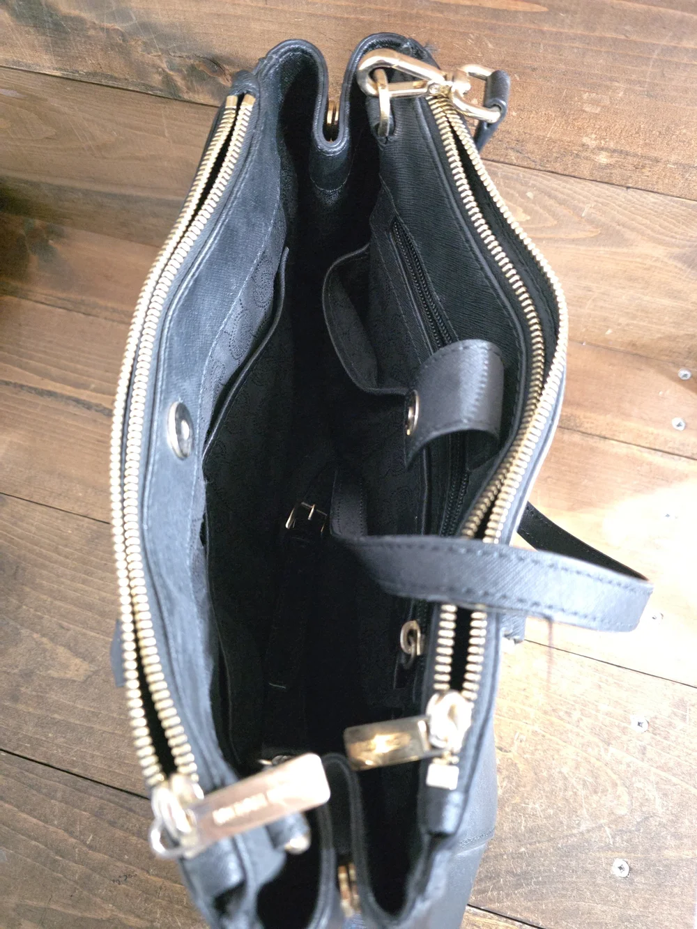Michael Kors Black Saffiano Satchel with Gold Hardware